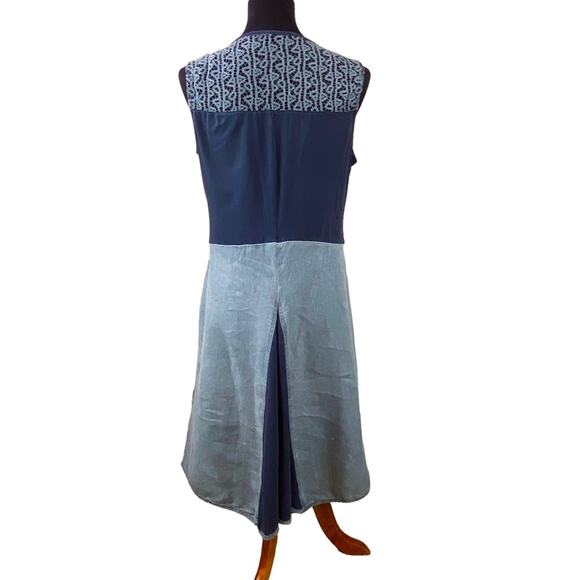 Angels Never Die Womens Boho Mixed Media Midi Dress Size M/L Linen Lace Jersey - Picture 4 of 8